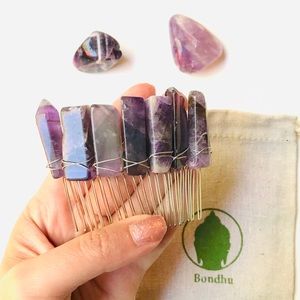 Purple Amethyst Quartz Hair Pin Comb Accessory